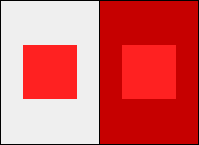 Est ce que la couleur des deux carrs rouges est identique ?  Oui les deux carrs ont exactement la mme couleur.
